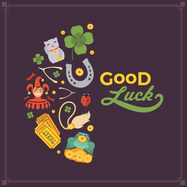 Vector versieren ontwerp gemaakt van Lucky Charms, en de woorden Good Luck — Stockvector