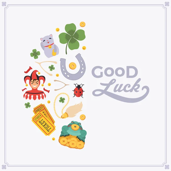 Vector decorating design made of Lucky Charms, and the words Good Luck — Stock Vector