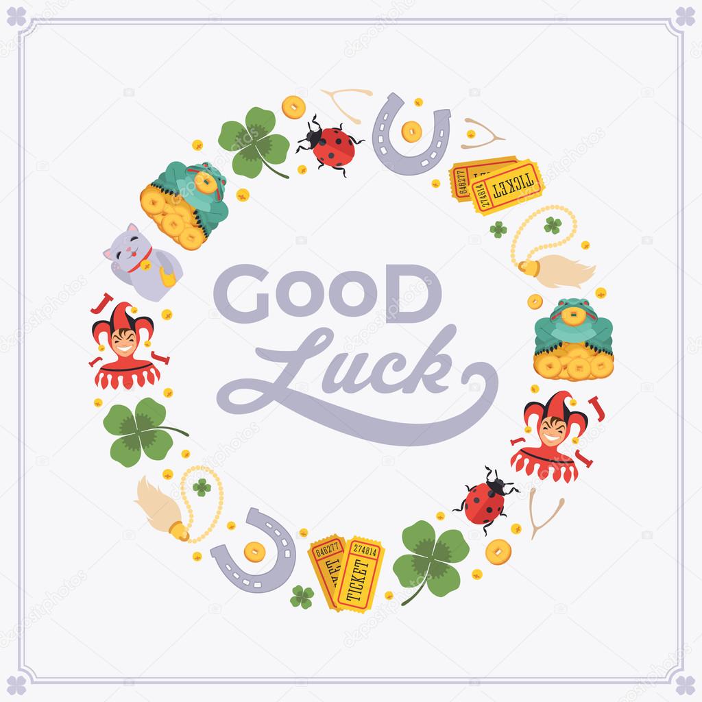 Vector decorating design made of Lucky Charms, and the words Good Regarding Good Luck Card Template
