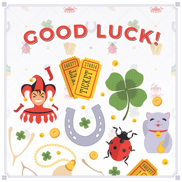 Vector decorating design made of Lucky Charms, and the words Good Luck — Stock Vector