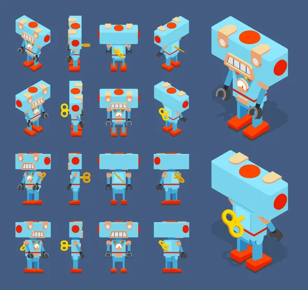 Isometrisk blå leksak robot — Stock vektor