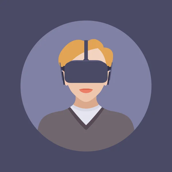 Homme dans le casque de réalité virtuelle — Image vectorielle