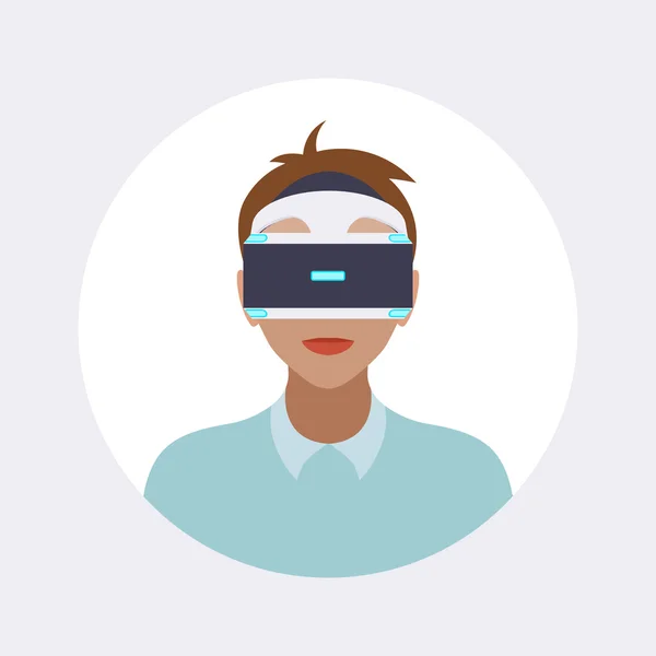 Człowiek w wirtualnej rzeczywistości zestaw słuchawkowy — Wektor stockowy