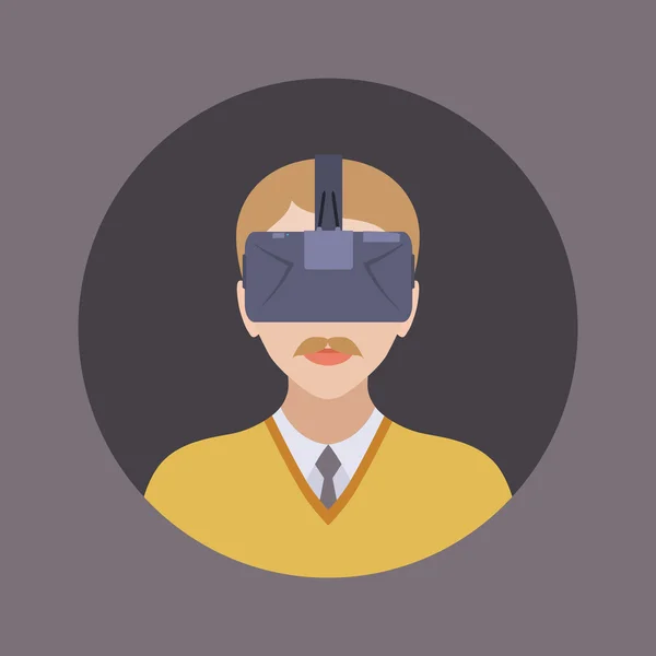 L'uomo nella realtà virtuale auricolare — Vettoriale Stock