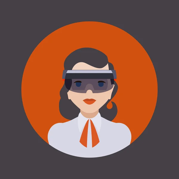 Women in the virtual reality headset — Stock Vector