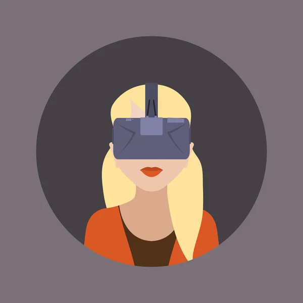 Kvinnor i virtuell verklighet headsetet — Stock vektor