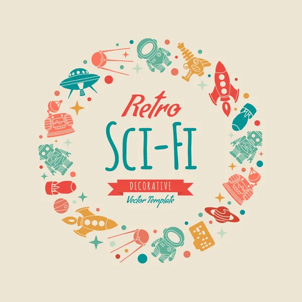 Retro Sci-Fi vector decorating design — Stock Vector