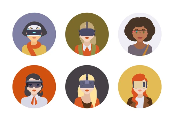Les femmes dans les casques de réalité virtuelle — Image vectorielle