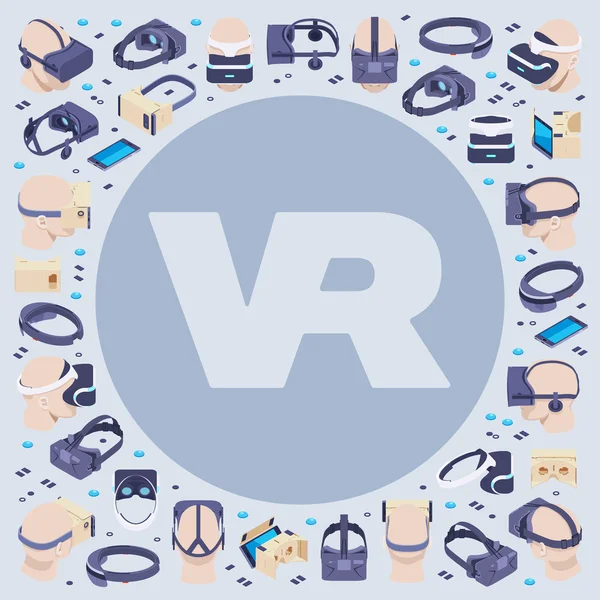 Vektor zdobení design z izometrické virtuální realita headsety — Stockový vektor