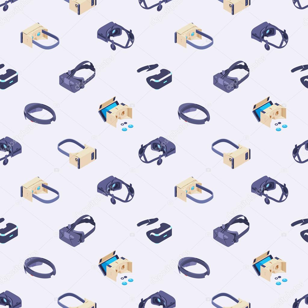 Seamless pattern with the virtual reality headsets