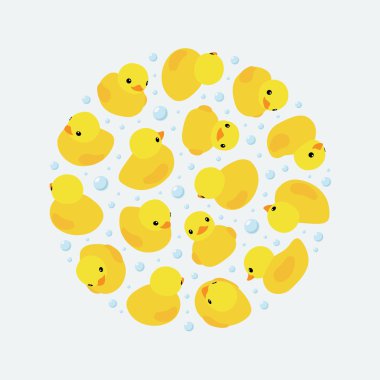 Sarı lastik ördek ile yapılan tasarım dekorasyon vektör