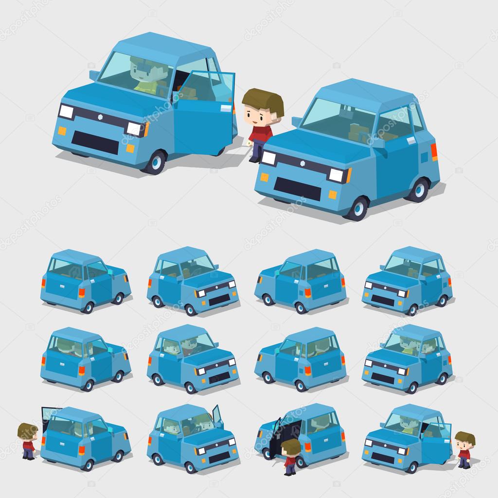 Cube World. Blue compact car