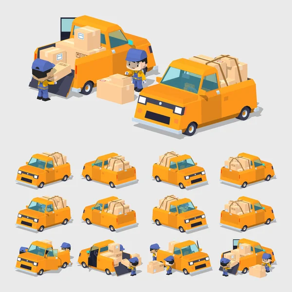 Cube World. Camionnette orange — Image vectorielle