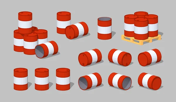 Cube World. Red metal barrels — Stock Vector