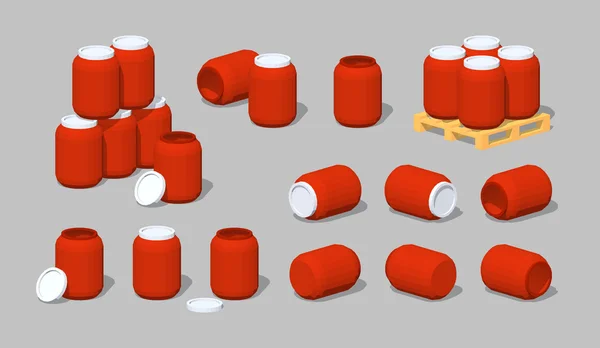 Mundo Cubo. Barriles de plástico rojo — Archivo Imágenes Vectoriales