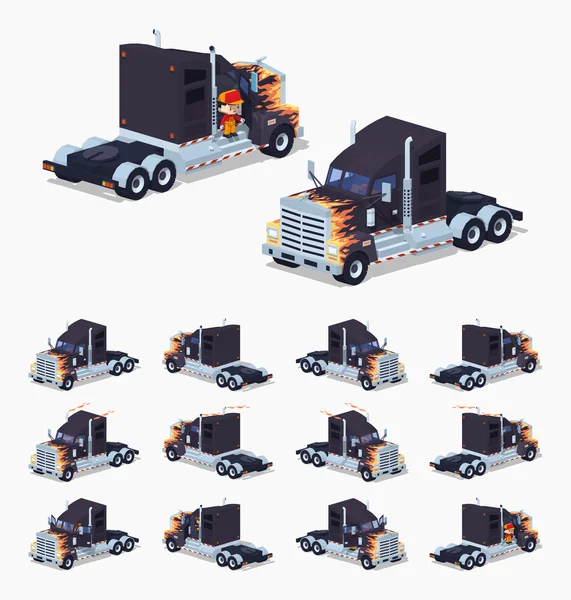 Černá těžký americký truck vzorkem ohně — Stockový vektor