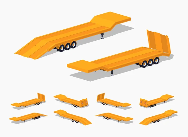 Remolque amarillo de cama baja — Archivo Imágenes Vectoriales