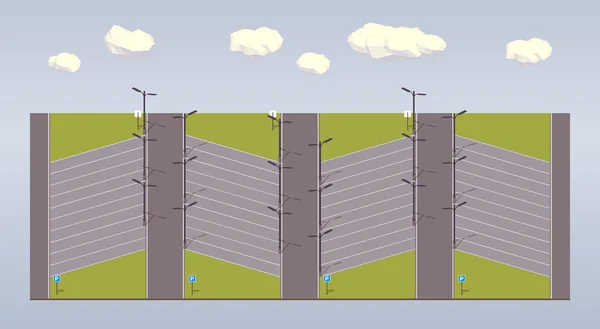 Estacionamiento vacío camiones pesados — Archivo Imágenes Vectoriales