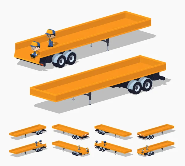 Släpvagn med den gula öppen plattformen — Stock vektor