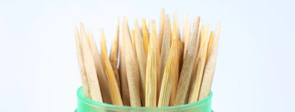 Wooden Toothpicks Macro Photo Close Background — Stock Photo, Image