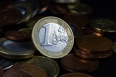 Bir euro yakın plan fotoğraf. Makro paralar.