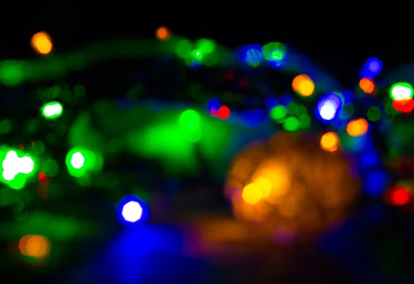 Luces Navidad Foto Borrosa Ambiente Acogedor Noche Tiempo Festivo Concepto — Foto de Stock