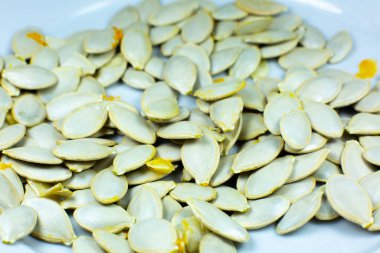 Taze kabak çekirdeği geçmişi. Yakın çekim..