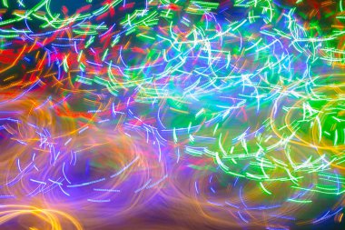 Dondurucu ışık fotoğrafı. Soyut fütüristik, dalga şeklinde neon desen arkaplan.