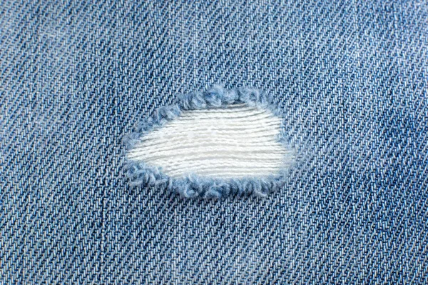 Yırtılmış Mavi Hippi Kot Pantolon Kumaşı Kot Kumaş Dokusunu Mahvetmiş — Stok fotoğraf