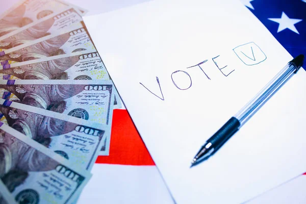 Amerikanische Flagge Mit Dollars Darauf Wahlen Den Usa Papier Für — Stockfoto