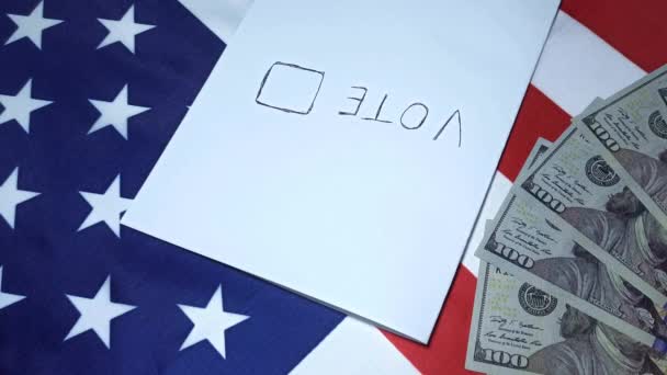 Elections Usa Man Putting Tick Paper Vote Political Changes Country — Stock Video