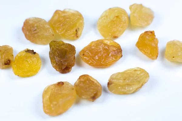 Dried Yellow Raisins White Background Close Photo — Stock Photo, Image