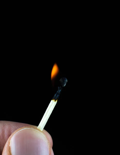 Burning Match Man Hand New Idea Concept — Stock Photo, Image