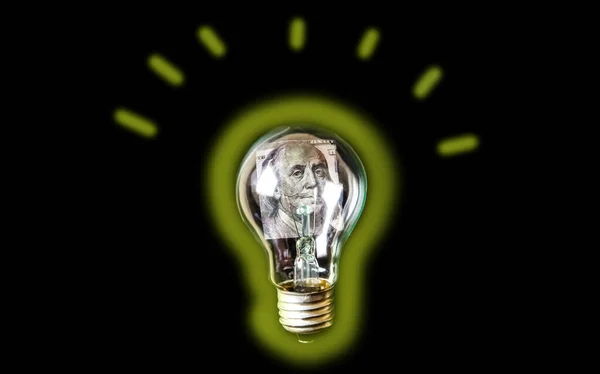 Lamp Bulb Money Expensive Electricity Rising Price New Idea Concept — Stock Photo, Image