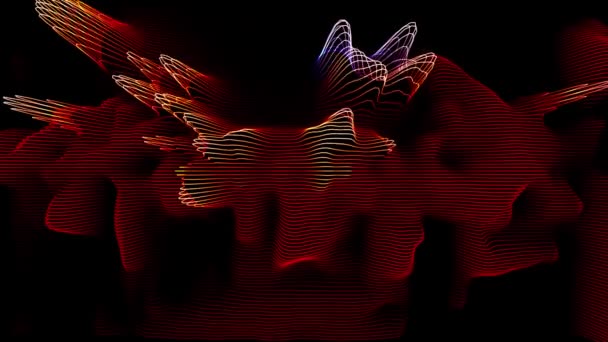 3D调制 现代几何背景与移动的数字线 五彩缤纷的未来主义动画 — 图库视频影像