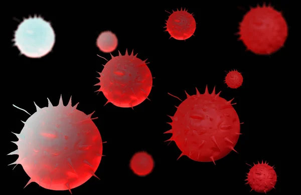 Coronavírus Epidémico Moléculas Vírus Fundo Preto Casos Gripe Perigosos Doença — Fotografia de Stock