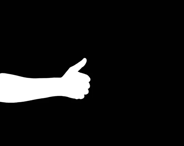 Holding Thumb Sign Isolated Black Background — Stock Photo, Image