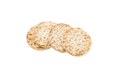 Beyaz arka planda izole edilmiş sağlıklı çıtır ekmek. Vejetaryen yemeği..