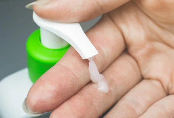 Jabón Manos Cerca Limpieza Desinfección Del Gel Manos Prevención Gripe —  Fotos de Stock