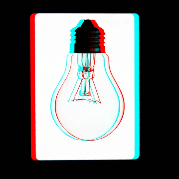 Lamp bulb on the white and black background. New idea concept. Retro style blurred.