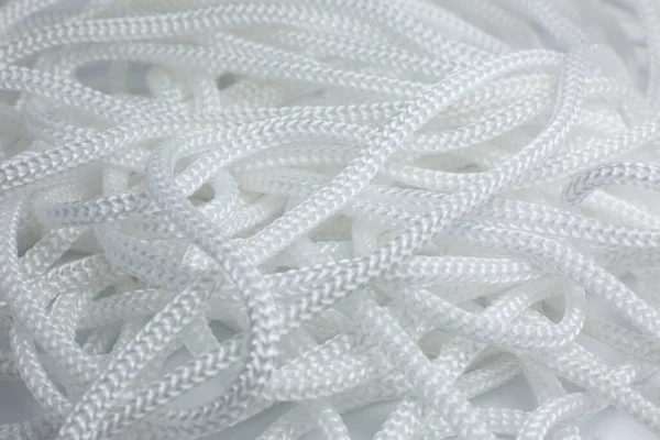 White Cotton Rope Texture Background Thread Macro Photo Close — Stock Photo, Image