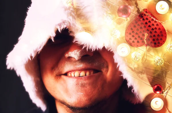 Людина Санта Клаусі Вживає Наркотики Парень Берет Героин 2020 Новий — стокове фото