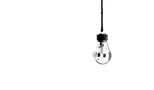 Lamp Bulb Hanging Rope Isolated White Background New Idea Concept — Stock Photo, Image
