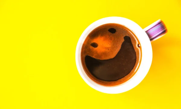 Кава Посмішкою Від Піни Смішні Фото — стокове фото