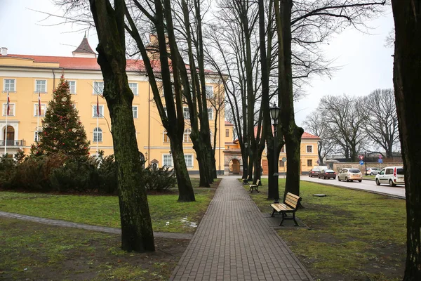 Riga Lettonie Décembre 2018 Château Riga Avec Parc Jour Gris — Photo