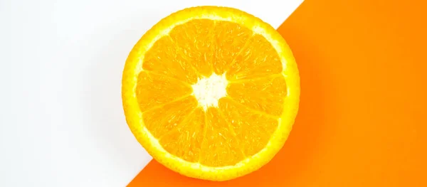 Κοντινή Φωτογραφία Του Orange Fruit Λευκό Και Πορτοκαλί Φόντο Εσπεριδοειδή — Φωτογραφία Αρχείου