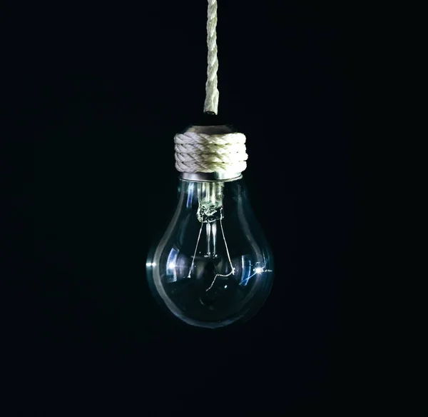 Lamp Bulb Hanging Rope New Idea Concept — Stock Photo, Image