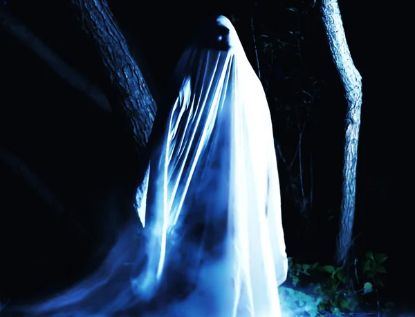 Fantasma Noite Livre Fumo Azul Por Conceito Filme Terror Coisas — Fotografia de Stock