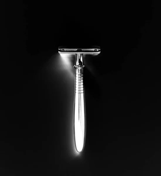 Razor Isolated Black Background Stylish Men Idea Gift Barber Shop — Stock Photo, Image