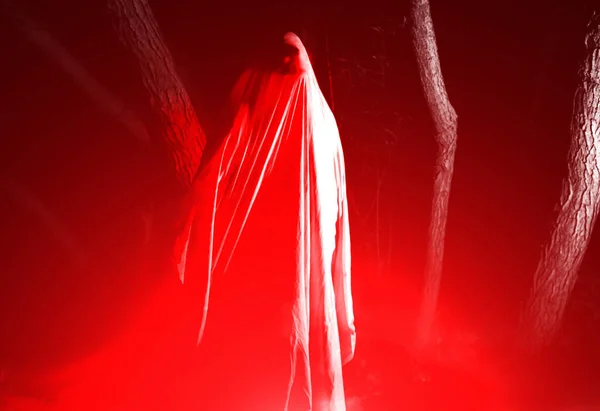 Fantôme Nuit Extérieur Dans Les Lumières Rouges Concept Film Horreur — Photo